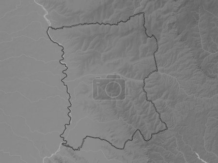 Téléchargez les photos : San Pedro, department of Paraguay. Grayscale elevation map with lakes and rivers - en image libre de droit