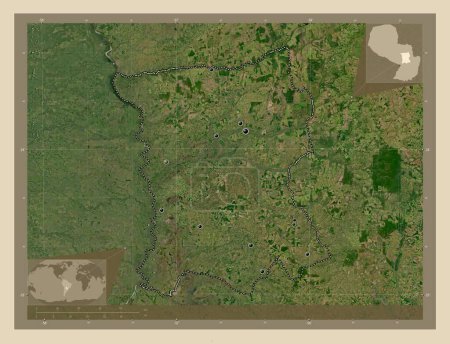 Téléchargez les photos : San Pedro, department of Paraguay. High resolution satellite map. Locations of major cities of the region. Corner auxiliary location maps - en image libre de droit