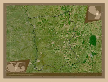 Foto de San Pedro, department of Paraguay. Low resolution satellite map. Corner auxiliary location maps - Imagen libre de derechos