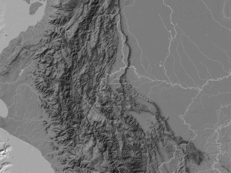 Foto de Amazonas, region of Peru. Bilevel elevation map with lakes and rivers - Imagen libre de derechos