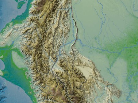 Foto de Amazonas, region of Peru. Colored elevation map with lakes and rivers - Imagen libre de derechos
