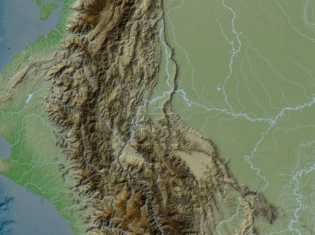 Foto de Amazonas, region of Peru. Elevation map colored in wiki style with lakes and rivers - Imagen libre de derechos