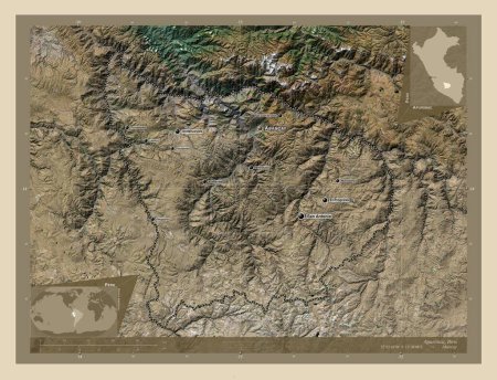 Photo for Apurimac, region of Peru. High resolution satellite map. Locations and names of major cities of the region. Corner auxiliary location maps - Royalty Free Image