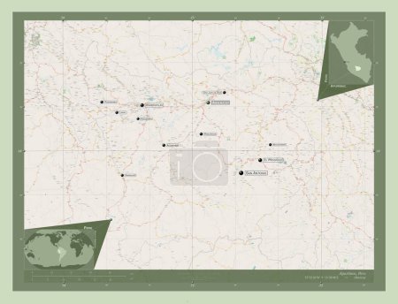 Foto de Apurimac, region of Peru. Open Street Map. Locations and names of major cities of the region. Corner auxiliary location maps - Imagen libre de derechos