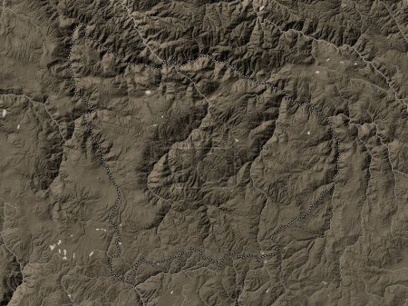 Photo for Apurimac, region of Peru. Elevation map colored in sepia tones with lakes and rivers - Royalty Free Image