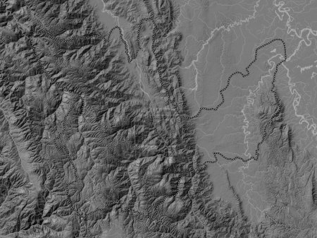 Foto de Huanuco, region of Peru. Bilevel elevation map with lakes and rivers - Imagen libre de derechos
