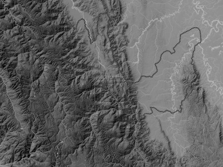 Foto de Huanuco, region of Peru. Grayscale elevation map with lakes and rivers - Imagen libre de derechos