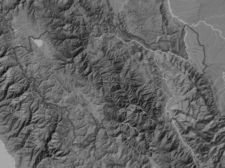 Téléchargez les photos : Junin, region of Peru. Bilevel elevation map with lakes and rivers - en image libre de droit