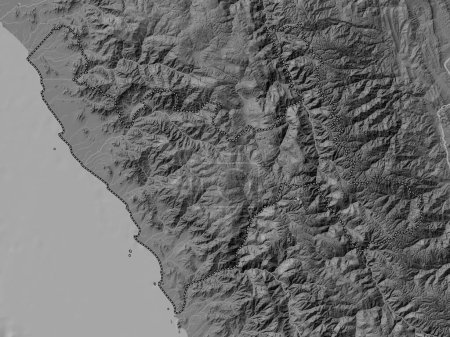 Téléchargez les photos : La Libertad, region of Peru. Bilevel elevation map with lakes and rivers - en image libre de droit