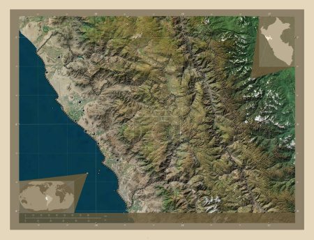 Photo for La Libertad, region of Peru. High resolution satellite map. Locations of major cities of the region. Corner auxiliary location maps - Royalty Free Image