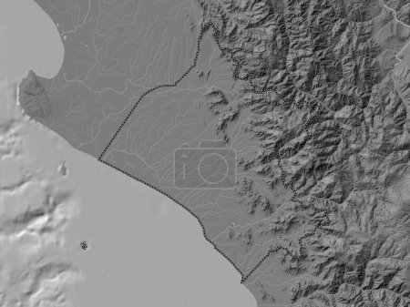 Téléchargez les photos : Lambayeque, region of Peru. Bilevel elevation map with lakes and rivers - en image libre de droit