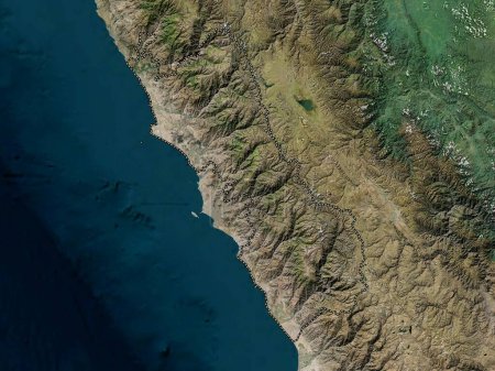 Téléchargez les photos : Lima, region of Peru. High resolution satellite map - en image libre de droit