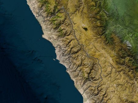 Téléchargez les photos : Lima, region of Peru. Low resolution satellite map - en image libre de droit