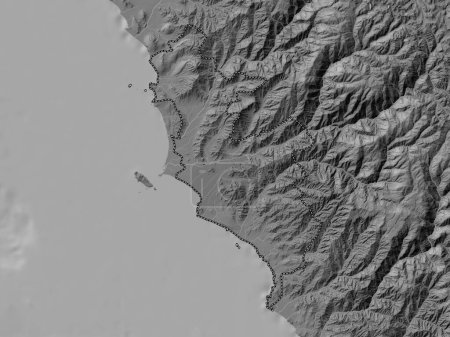Téléchargez les photos : Lima Province, province of Peru. Bilevel elevation map with lakes and rivers - en image libre de droit