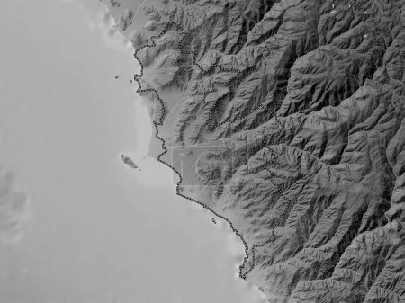 Téléchargez les photos : Lima Province, province of Peru. Grayscale elevation map with lakes and rivers - en image libre de droit