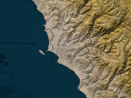 Téléchargez les photos : Lima Province, province of Peru. Low resolution satellite map - en image libre de droit