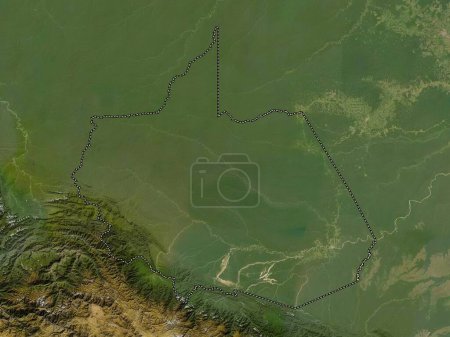 Téléchargez les photos : Madre de Dios, region of Peru. Low resolution satellite map - en image libre de droit