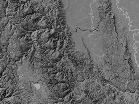 Téléchargez les photos : Pasco, region of Peru. Bilevel elevation map with lakes and rivers - en image libre de droit