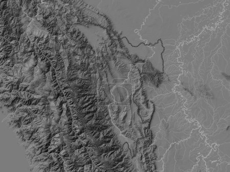 Téléchargez les photos : San Martin, region of Peru. Bilevel elevation map with lakes and rivers - en image libre de droit