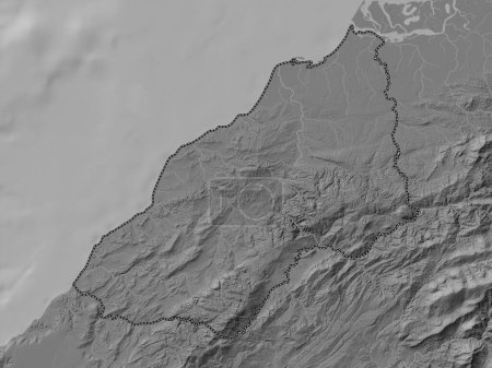 Foto de Tumbes, region of Peru. Bilevel elevation map with lakes and rivers - Imagen libre de derechos