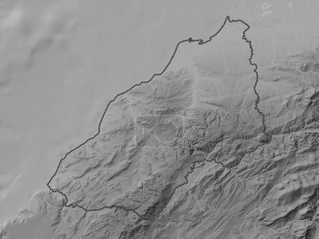Foto de Tumbes, region of Peru. Grayscale elevation map with lakes and rivers - Imagen libre de derechos