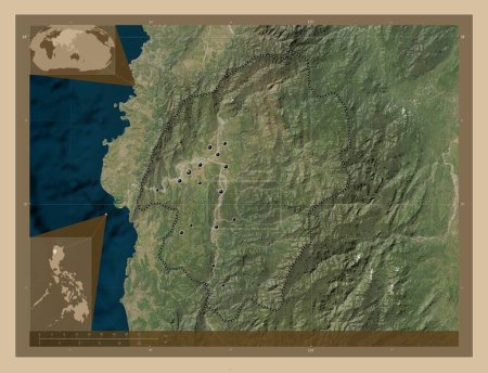 Foto de Abra, province of Philippines. Low resolution satellite map. Locations of major cities of the region. Corner auxiliary location maps - Imagen libre de derechos