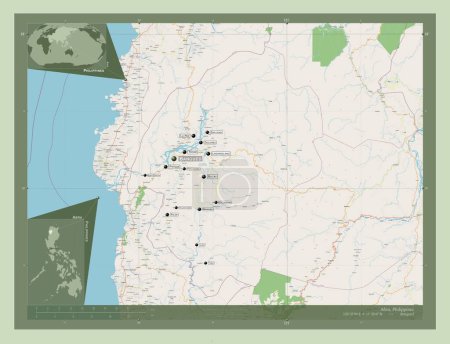 Foto de Abra, province of Philippines. Open Street Map. Locations and names of major cities of the region. Corner auxiliary location maps - Imagen libre de derechos