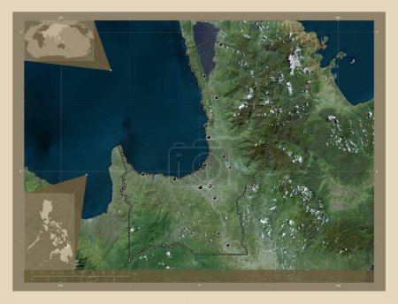 Foto de Agusan del Norte, province of Philippines. High resolution satellite map. Locations of major cities of the region. Corner auxiliary location maps - Imagen libre de derechos