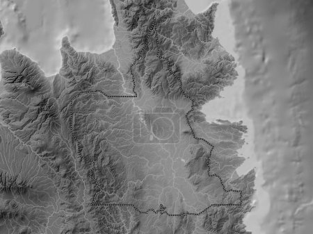 Téléchargez les photos : Agusan del Sur, province of Philippines. Grayscale elevation map with lakes and rivers - en image libre de droit