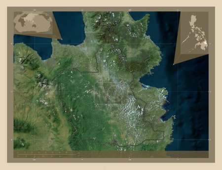Foto de Agusan del Sur, province of Philippines. High resolution satellite map. Corner auxiliary location maps - Imagen libre de derechos