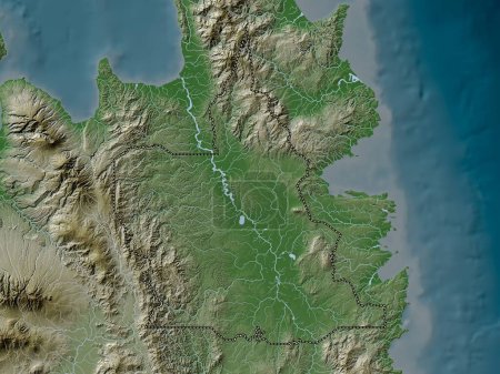 Téléchargez les photos : Agusan del Sur, province of Philippines. Elevation map colored in wiki style with lakes and rivers - en image libre de droit