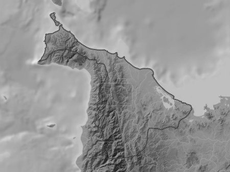Téléchargez les photos : Aklan, province of Philippines. Grayscale elevation map with lakes and rivers - en image libre de droit