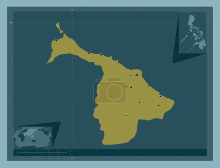 Foto de Aklan, province of Philippines. Solid color shape. Locations of major cities of the region. Corner auxiliary location maps - Imagen libre de derechos