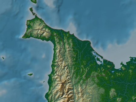 Téléchargez les photos : Aklan, province of Philippines. Colored elevation map with lakes and rivers - en image libre de droit