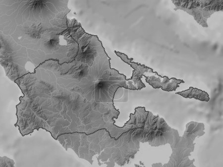 Téléchargez les photos : Albay, province of Philippines. Grayscale elevation map with lakes and rivers - en image libre de droit