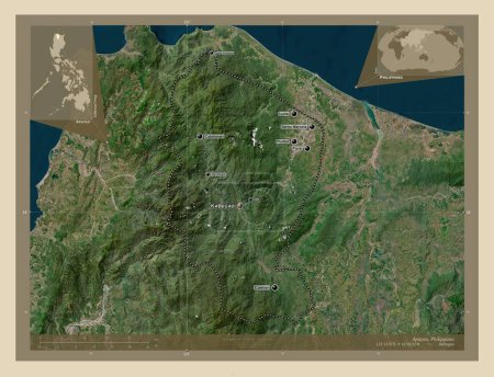 Foto de Apayao, province of Philippines. High resolution satellite map. Locations and names of major cities of the region. Corner auxiliary location maps - Imagen libre de derechos