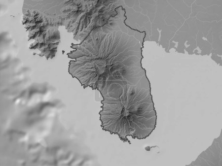 Téléchargez les photos : Bataan, province of Philippines. Grayscale elevation map with lakes and rivers - en image libre de droit