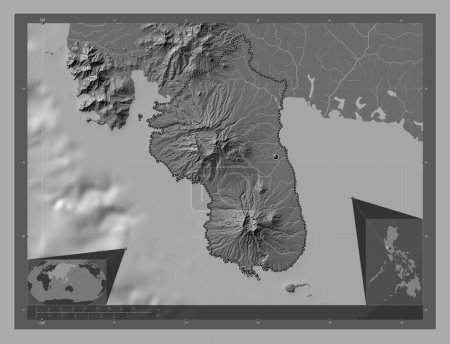 Photo for Bataan, province of Philippines. Bilevel elevation map with lakes and rivers. Corner auxiliary location maps - Royalty Free Image