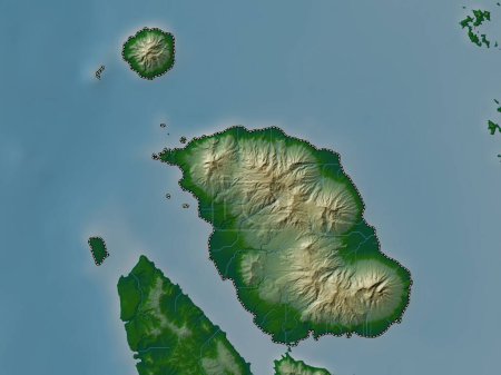 Téléchargez les photos : Biliran, province of Philippines. Colored elevation map with lakes and rivers - en image libre de droit