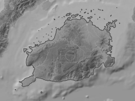 Téléchargez les photos : Bohol, province of Philippines. Grayscale elevation map with lakes and rivers - en image libre de droit