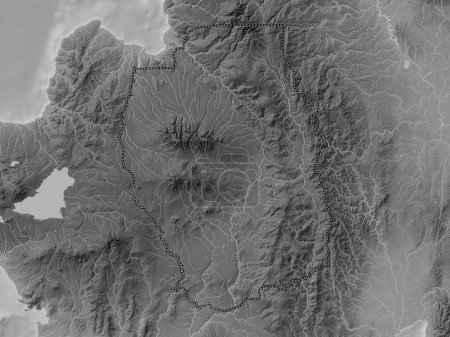 Photo for Bukidnon, province of Philippines. Grayscale elevation map with lakes and rivers - Royalty Free Image