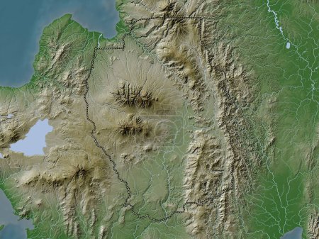 Téléchargez les photos : Bukidnon, province of Philippines. Elevation map colored in wiki style with lakes and rivers - en image libre de droit