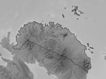 Téléchargez les photos : Camarines Norte, province of Philippines. Grayscale elevation map with lakes and rivers - en image libre de droit