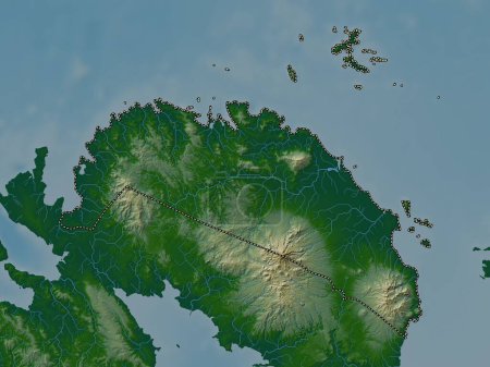 Téléchargez les photos : Camarines Norte, province of Philippines. Colored elevation map with lakes and rivers - en image libre de droit
