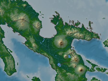 Téléchargez les photos : Camarines Sur, province of Philippines. Colored elevation map with lakes and rivers - en image libre de droit