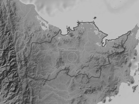 Téléchargez les photos : Capiz, province of Philippines. Grayscale elevation map with lakes and rivers - en image libre de droit
