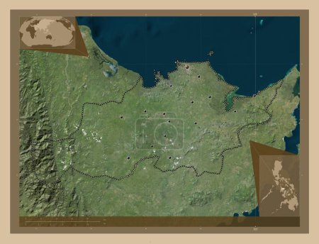 Foto de Capiz, province of Philippines. Low resolution satellite map. Locations of major cities of the region. Corner auxiliary location maps - Imagen libre de derechos