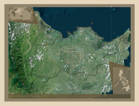 Téléchargez les photos : Capiz, province of Philippines. High resolution satellite map. Locations of major cities of the region. Corner auxiliary location maps - en image libre de droit