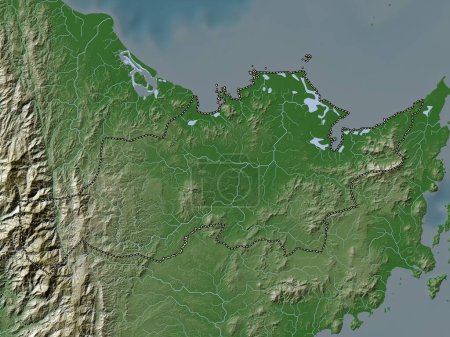 Photo for Capiz, province of Philippines. Elevation map colored in wiki style with lakes and rivers - Royalty Free Image