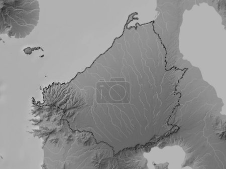Téléchargez les photos : Cavite, province of Philippines. Grayscale elevation map with lakes and rivers - en image libre de droit